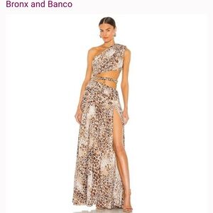 Bronx and Banco mini leopard Print One-Shoulder Gown.
